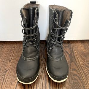 Tretorn Black leather & rubber snow boots/rain boots, Waterproof Warm (Sz. 7/38)